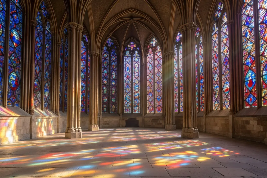 Intérieur de la Sainte-Chapelle de Saint-Germer-de-Fly et ses vitraux