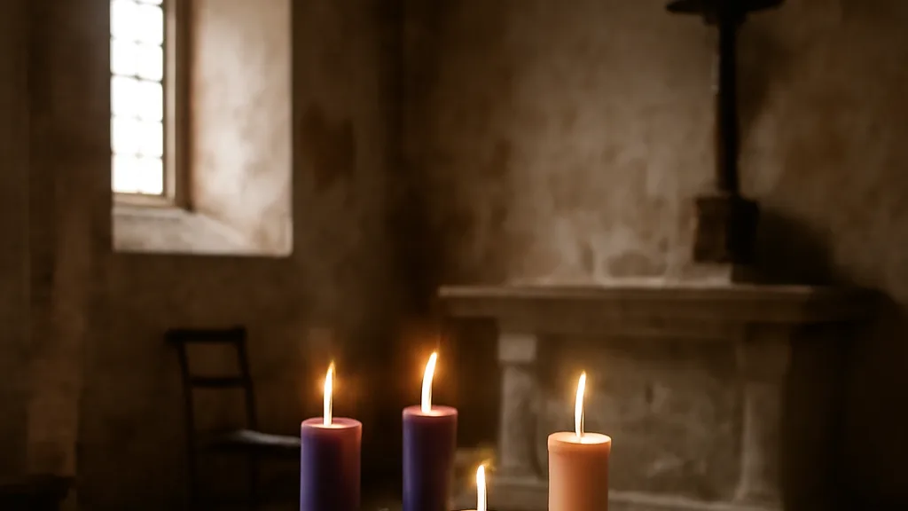 Couronne de l'Avent avec bougies allumées