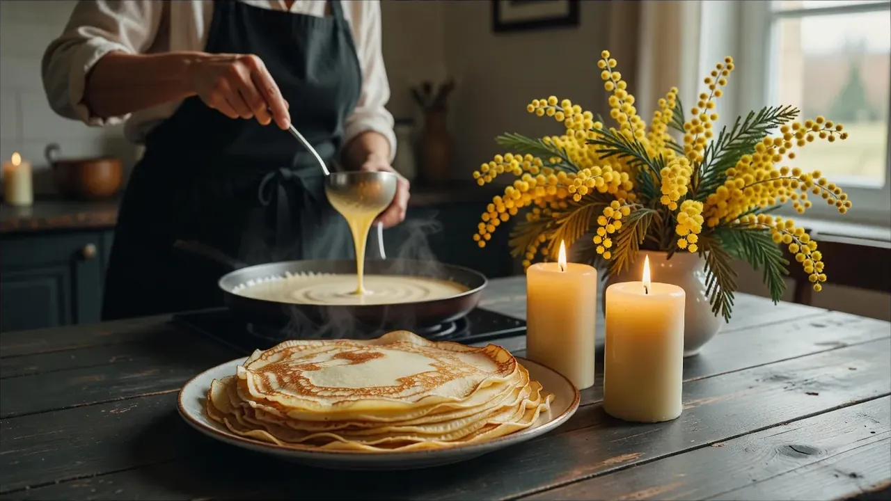 Cierges allumés et crêpes pour la fête de la Chandeleur