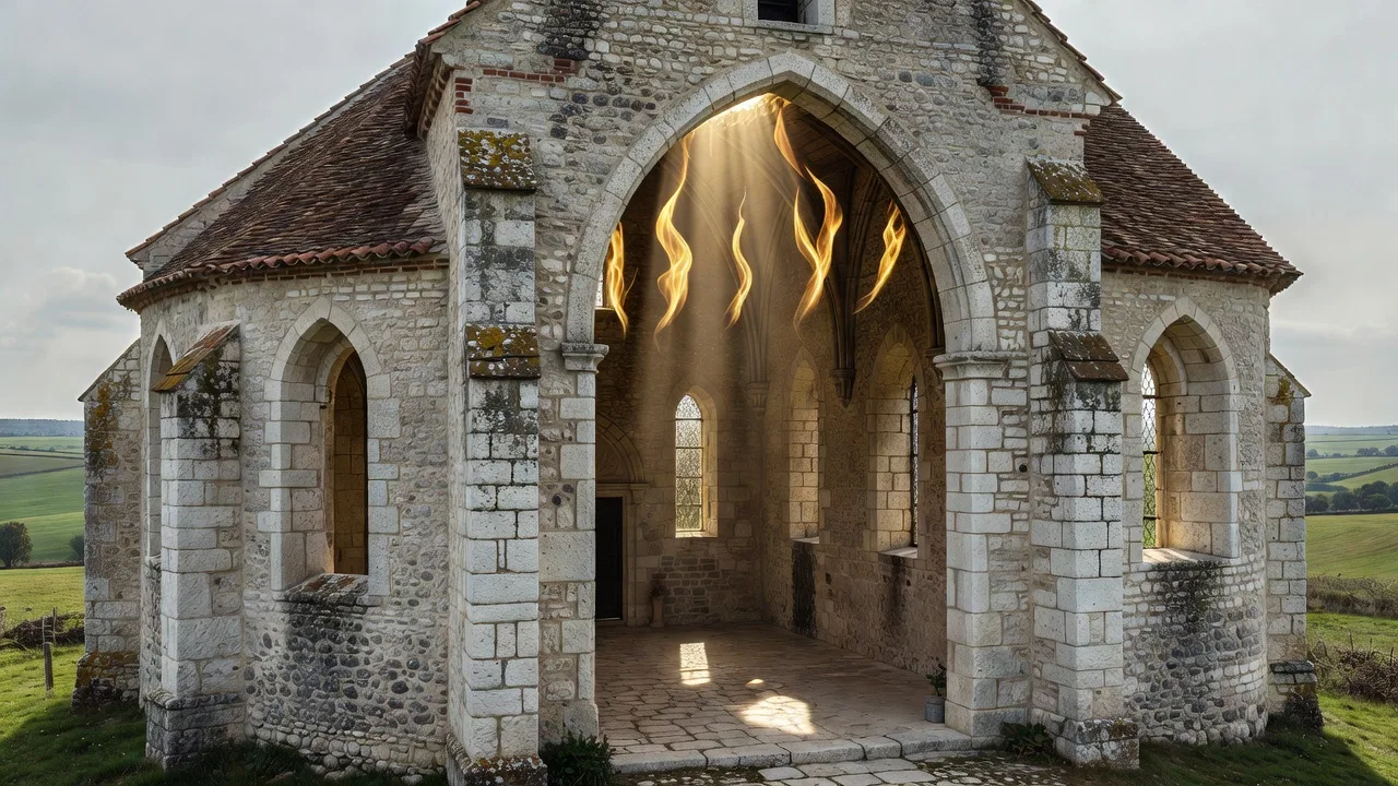 Flammes stylisées évoquant le don de l'Esprit Saint à la Pentecôte
