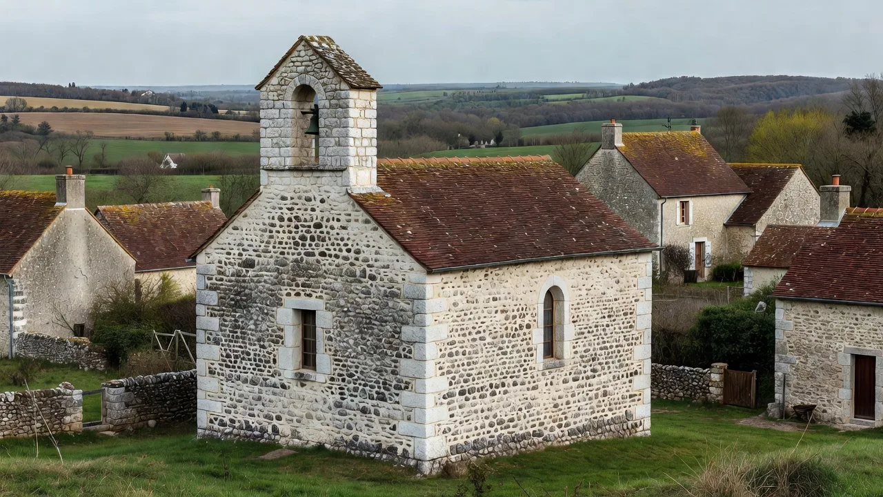 Église rurale de silex et de craie dans le Pays de Bray